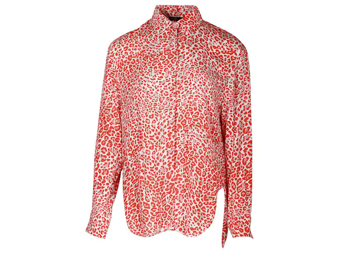 Maje Capona Leopard-Print Shirt in Orange Viscose Cellulose fibre  ref.1092138