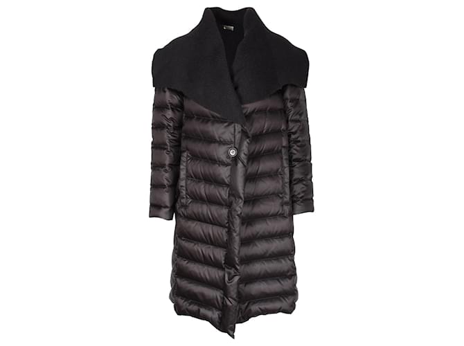Issey Miyake Knit Collar Down Coat in Black Nylon  ref.1092159