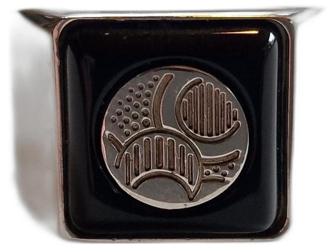 Anello con sigillo Kenzo in argento e onice Nero