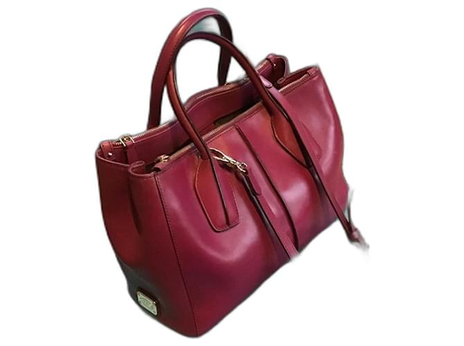 Tod's Holly Dark red Leather  ref.1092523