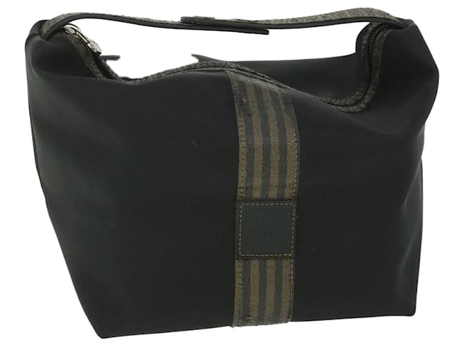 Pequin FENDI Pecan Canvas Hand Bag Black Auth bs8734  ref.1092632