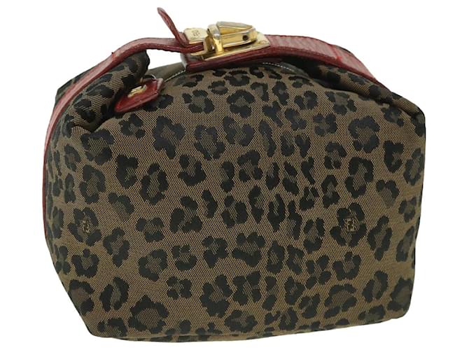 FENDI Leopard Hand Bag Brown Red Auth 55755 Cloth  ref.1092637