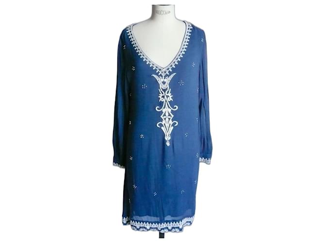 NINA KAUFMANN Long blue lined dress TL Viscose  ref.1092794