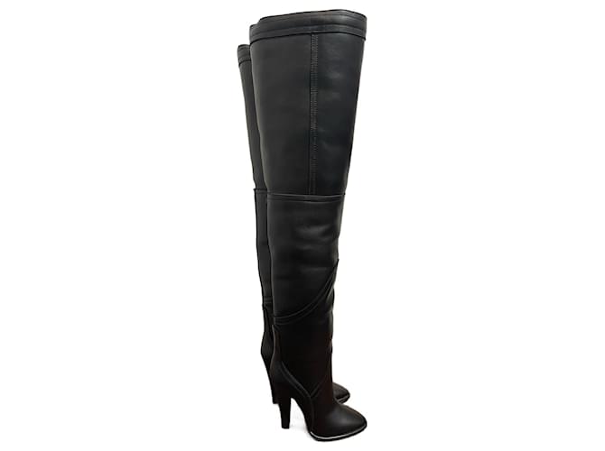 SAINT LAURENT  Boots T.eu 38.5 leather Black  ref.1092855