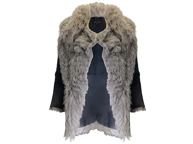 Rag & Bone Grey Lamb Suede Shearling Coat Fur  ref.1092866