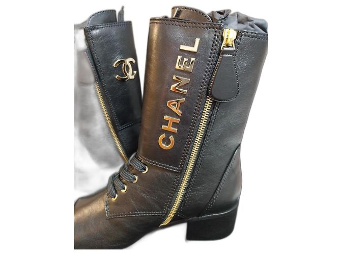 Botines Chanel de piel negra Negro