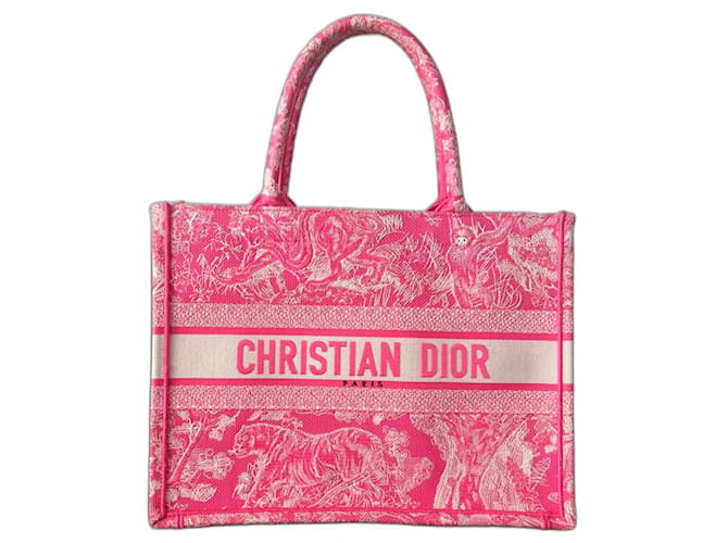 Dior limited edition book tote Pink White Fuschia Cloth  ref.1092940