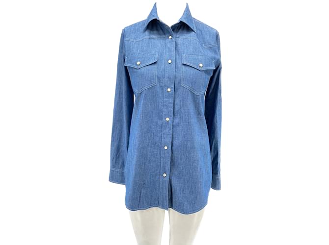 T-shirt LORO PIANA.fr 38 cotton Coton Bleu  ref.1092970