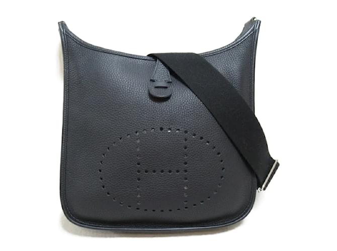 Hermès Taurillon Clemence Evelyne  III PM Black Leather Pony-style calfskin  ref.1093006