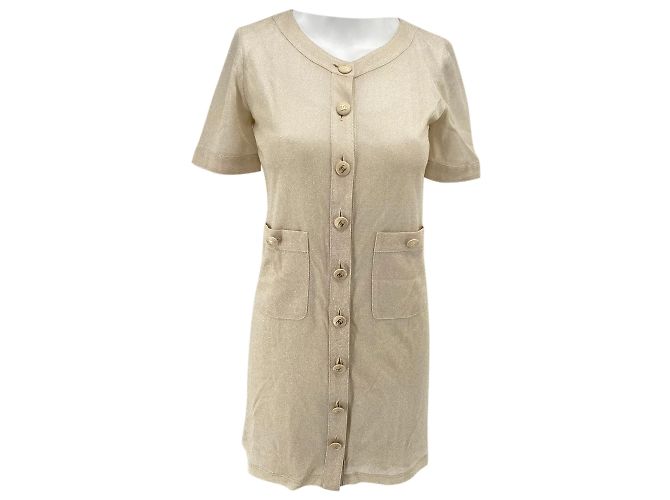 Vestido Chanel T.FR 34 Viscose Dourado