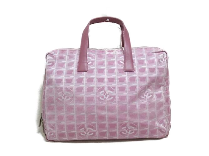 Chanel Neue Travel Line Handtasche Pink Leinwand Nylon  ref.1093055
