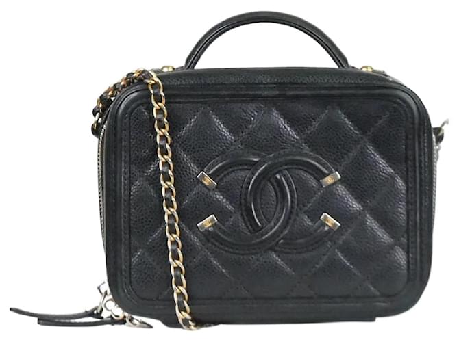 Chanel Black 2017-2018 Filigree cross-body vanity case Leather  ref.1093140