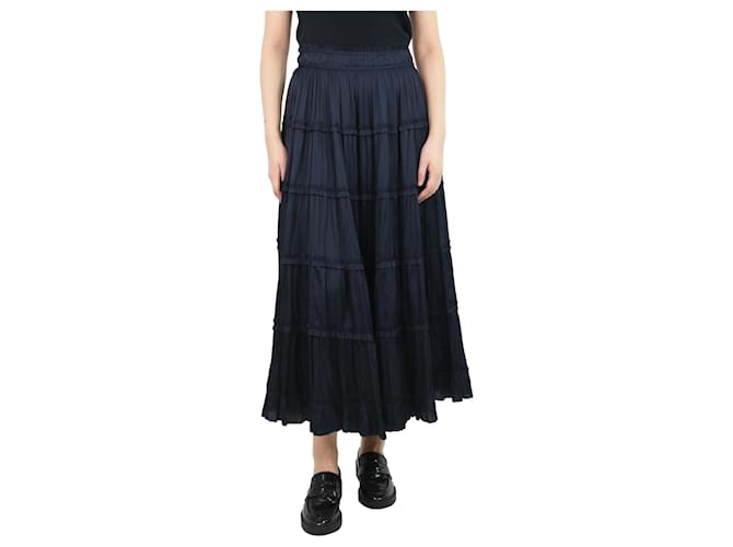 Ulla Johnson Blue midi tiered skirt - size UK 10 Polyester  ref.1093146