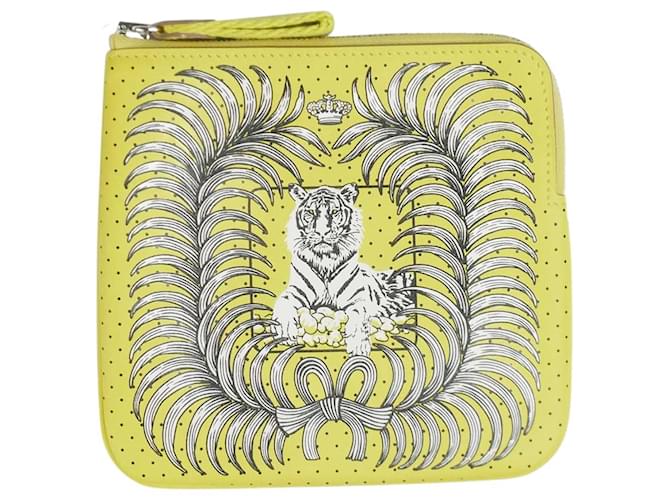 Hermès Bolsa Carre Pocket Amarela Amarelo Couro  ref.1093151