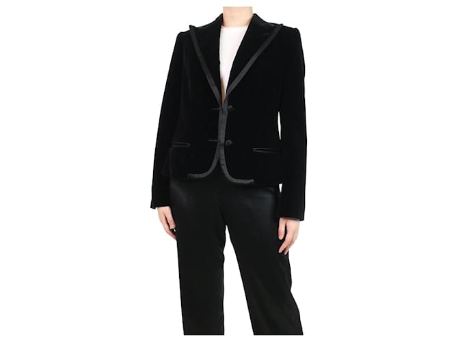 Dolce & Gabbana Black padded shoulder velvet blazer - size UK 14 Cotton  ref.1093155