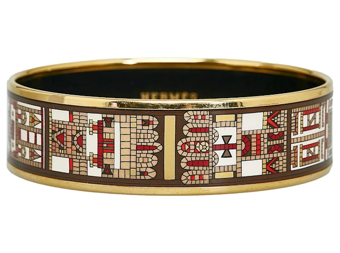 Hermès Hermes Gold Wide Enamel Bangle Golden Metal  ref.1093209