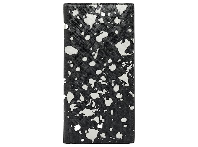 Portafoglio Dior Black Dior × Kris Van Assche Oblique Paint Splatter Nero Tela Panno  ref.1093213