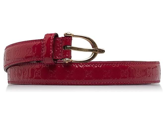 Gucci Red Patent Guccissima Belt Pink Leather Patent leather  ref.1093219
