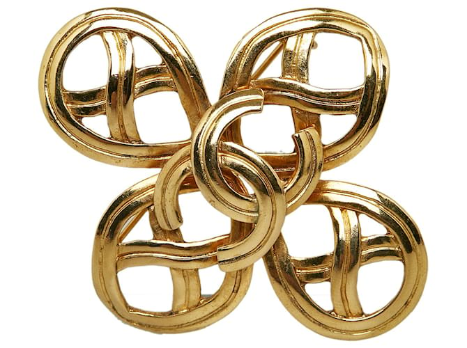 Spilla croce Chanel in oro CC D'oro Metallo Placcato in oro  ref.1093222