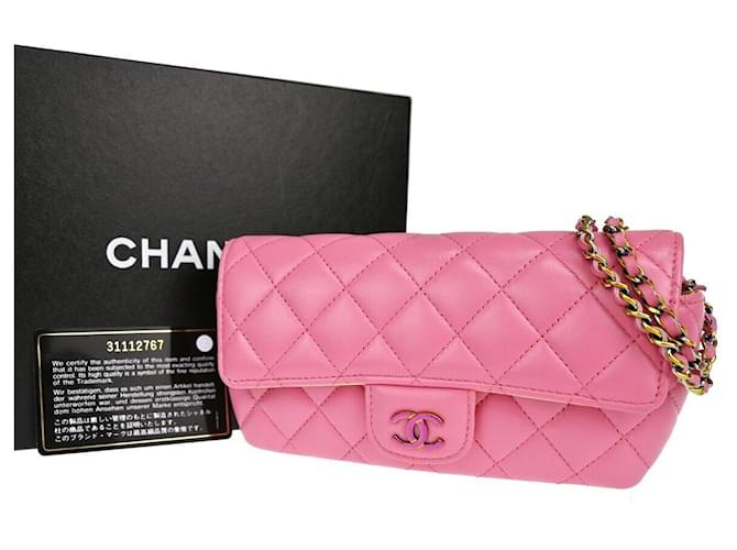 Classique Chanel Matelassé Cuir Rose  ref.1093525