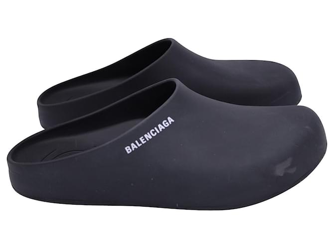 Sandálias Balenciaga Pool com estampa de logotipo em borracha preta Preto  ref.1093541