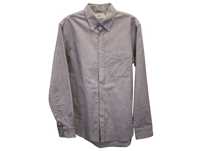 Autre Marque Mr P. Button-Down Striped Shirt in Grey Cotton  ref.1093548