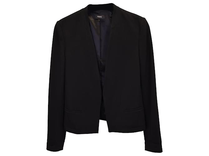 Theory Open Front Blazer in Black Polyester  ref.1093556