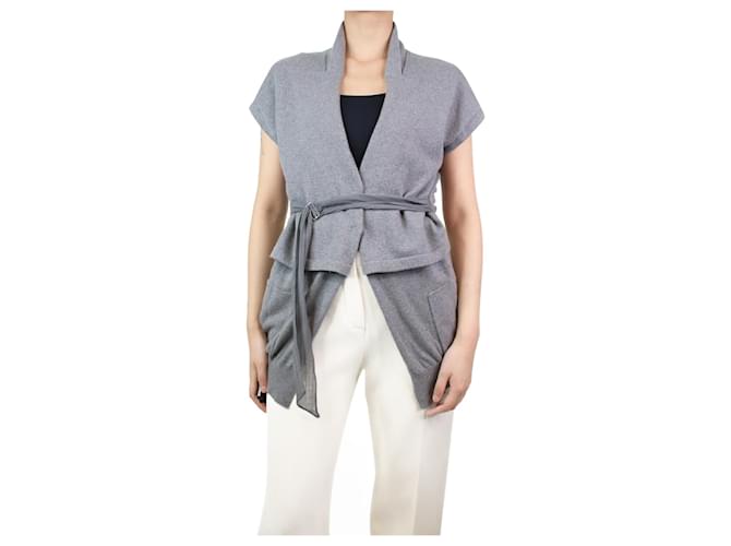 Brunello Cucinelli Grey sleeveless cashmere cardigan - size L  ref.1093658