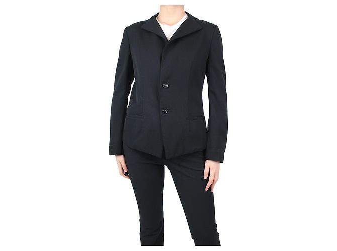 Y'S Schwarzer Broderie-Anglaise-Blazer – Markengröße 2