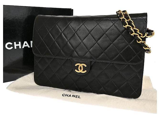 Timeless Chanel Matelassé Black Leather  ref.1093695
