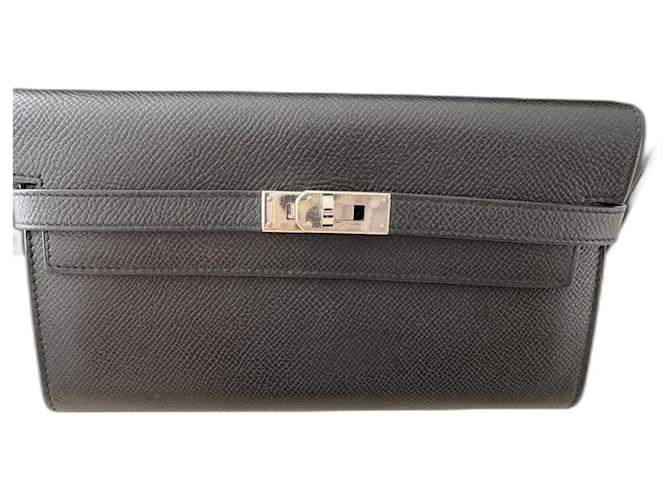 Hermès Wallet, Kelly Black Leather  ref.1093773