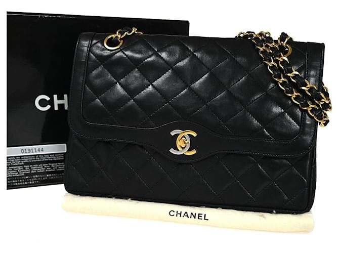 Classique Chanel Double Flap Cuir Noir  ref.1093790