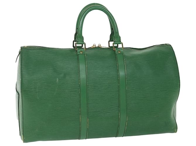 Louis Vuitton Epi Keepall 45 Boston Bag Green M42974 LV Auth 56050 Leather  ref.1094038