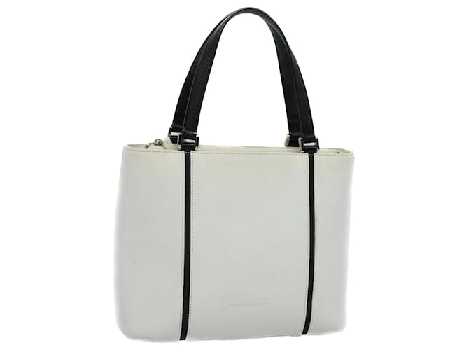 BURBERRY Tote Bag Leather White Auth bs8692  ref.1094063
