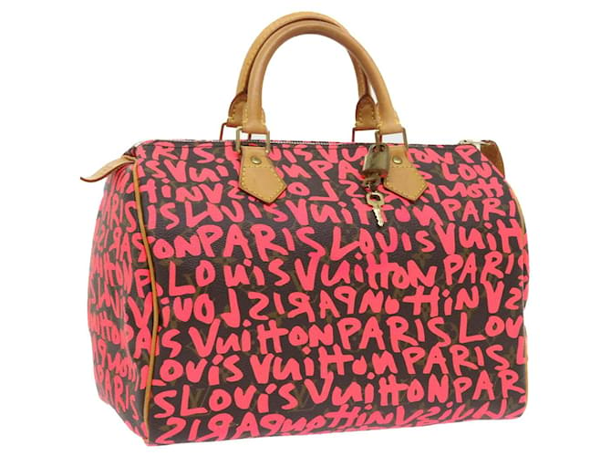 LOUIS VUITTON Monogram Graffiti Speedy 30 Hand Bag Pink M93704 LV Auth 56156a  ref.1094067