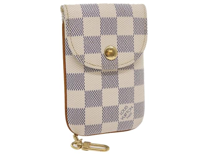 LOUIS VUITTON Damier Azur Etui Telephonne MM Cell Phone Case N60026 auth 55924