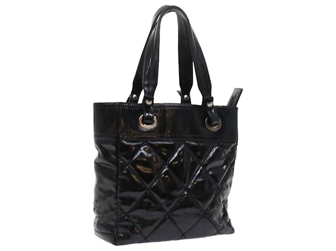 CHANEL Paris Biarritz Hand Bag Patent leather Black CC Auth bs8268  ref.1094123