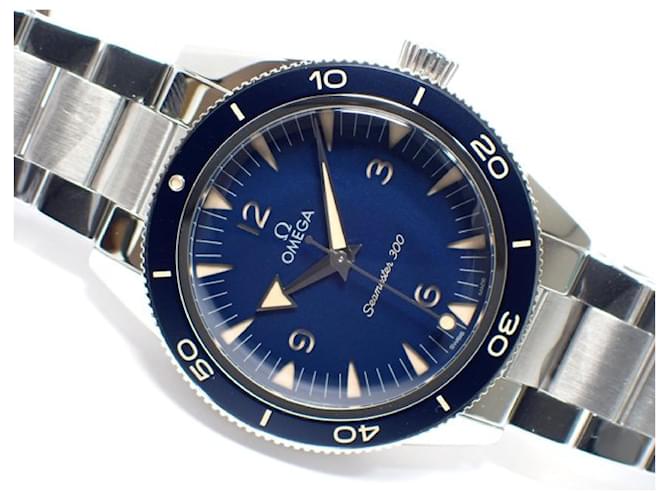 OMEGA SEA MASTER 300 Cronômetro mestre 41 Especificação da pulseira azul MM Produtos genuínos masculinos Prata Aço  ref.1094153