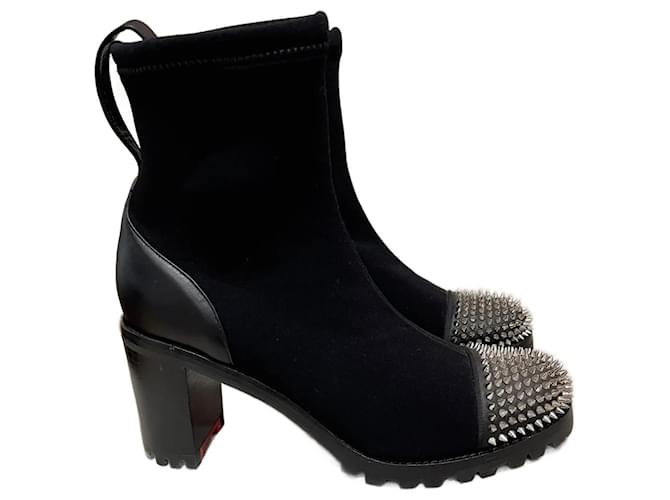 CHRISTIAN LOUBOUTIN  Ankle boots T.eu 39.5 leather Black  ref.1096291