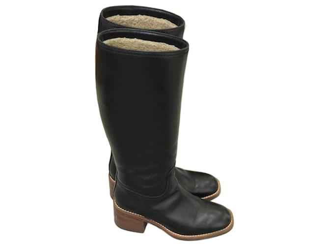 GUCCI  Boots T.eu 38.5 leather Black  ref.1096312
