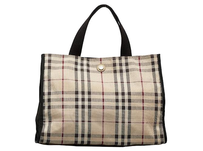 Burberry House Check Canvas Tote Bag Brown Cloth  ref.1097849