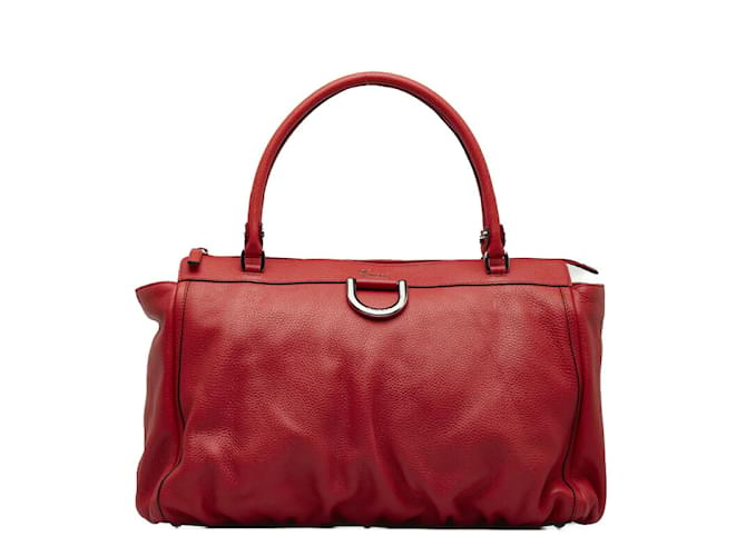 Gucci Leather Abbey D-Ring Handbag  341491 Red Pony-style calfskin  ref.1097857