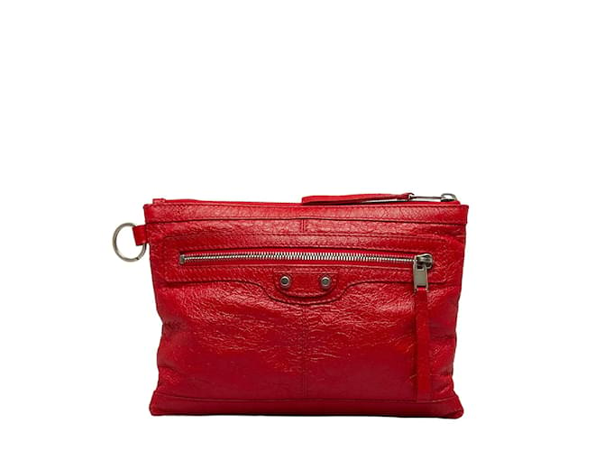 City Bolso de mano de cuero Balenciaga Classic Clip M 273021 en muy buen estado Roja  ref.1097861