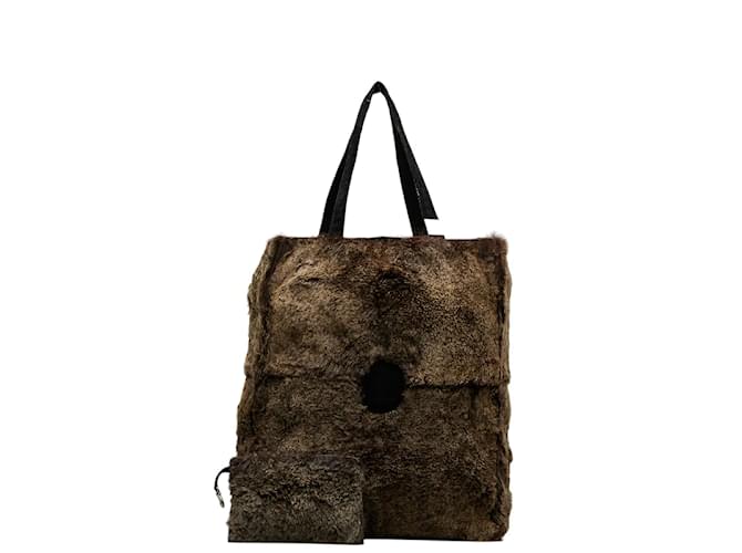 Chanel CC Lapin Fur Tote Bag Brown  ref.1097874