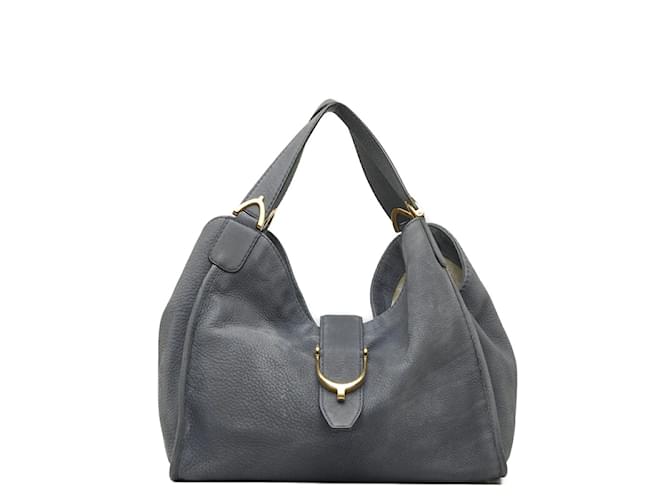 Gucci Soft Stirrup Lederhandtasche 296856 Blau in gutem Zustand  ref.1097966