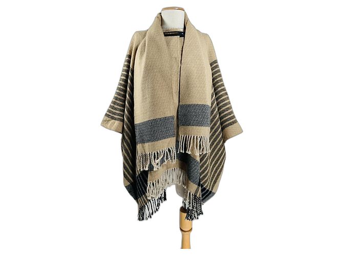 Patrizia Pepe Abrigo de Punto Estilo Poncho Lana Multicolor
