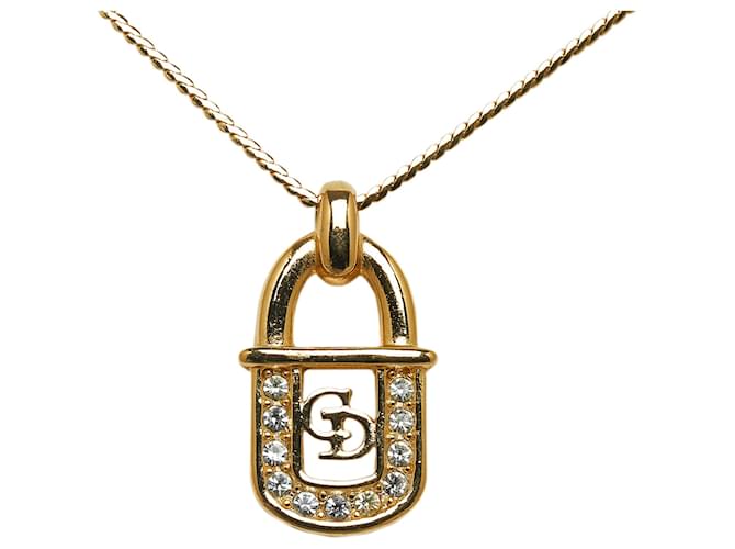 Collana con ciondolo con lucchetto in oro Dior D'oro Metallo Placcato in oro  ref.1098029