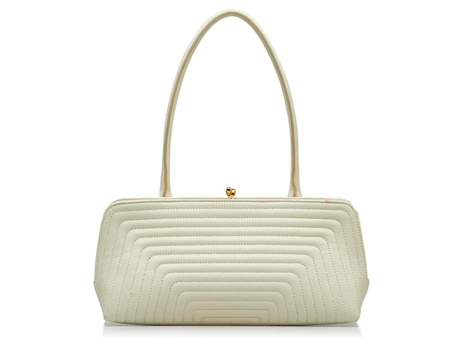 Jil Sander White Small Quilted Goji Frame Bag Leather Pony