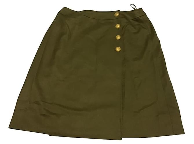 Chanel Wrap Skirt Khaki Wool  ref.1098101