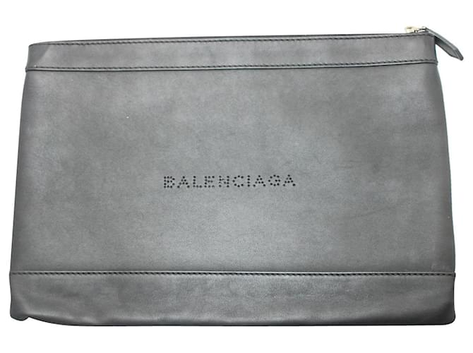 Balenciaga Perforated Logo Pouch in Black Leather   ref.1098128